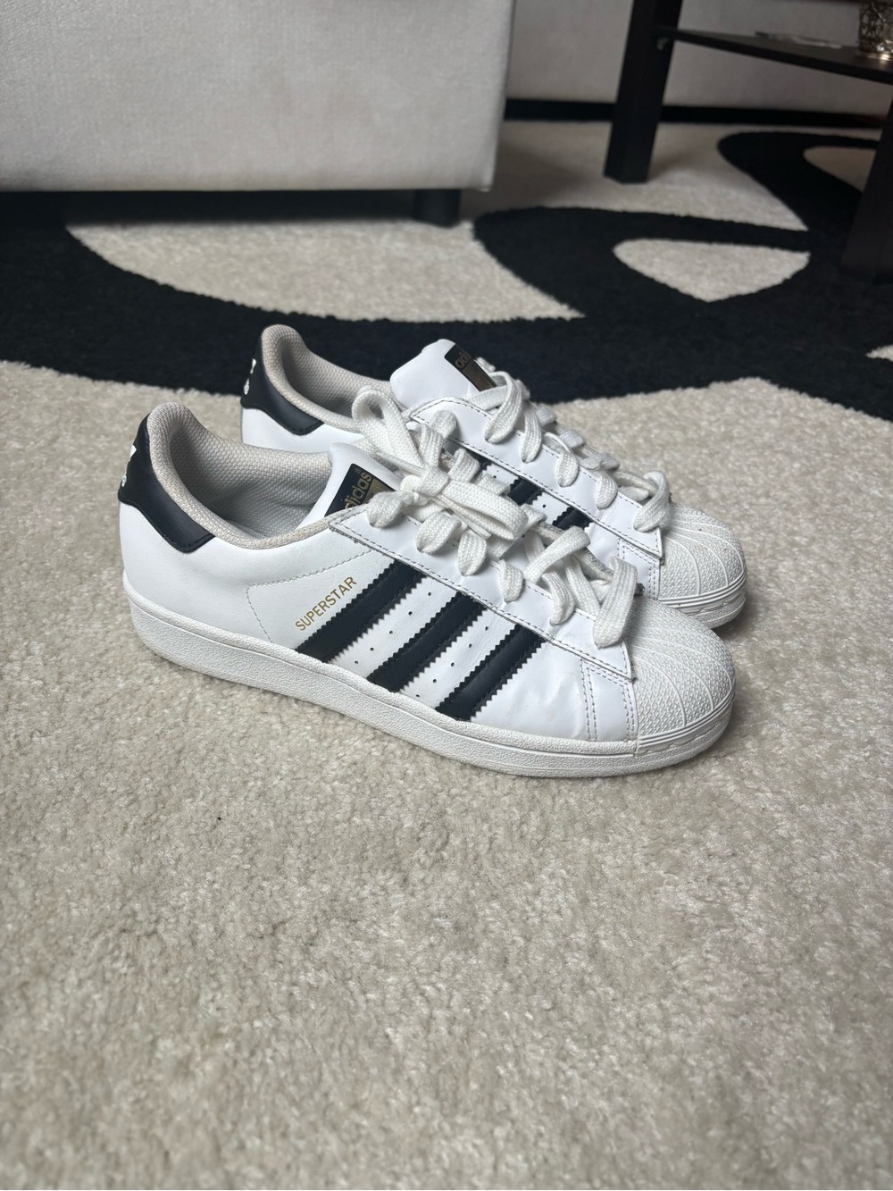 Adidas Kids Superstar Sneakers - White with Black Stripes